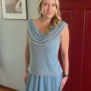 Elegant Blue Beaded Dress